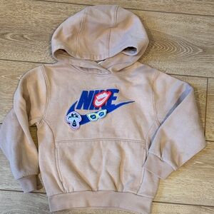 Nike Kids sz 4-5 Beige Hoodie with Fun Patches